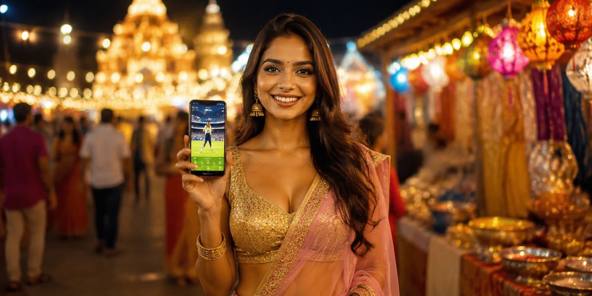 Diwali festival celebration and sports betting on mobile in India